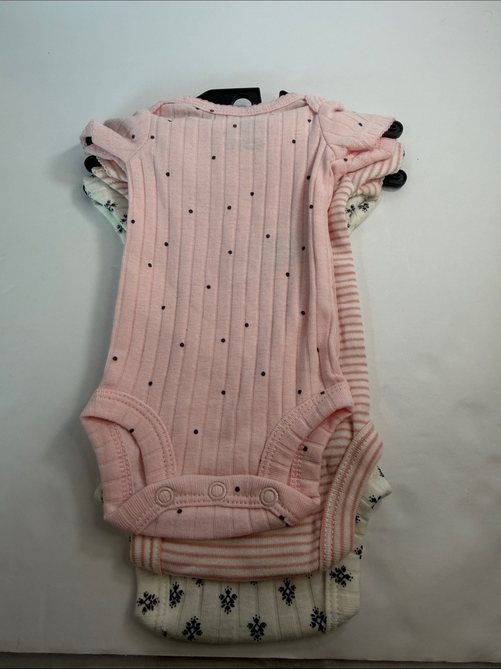 Carter's Pink Ribbed Dot Short-Sleeve Baby Bodysuit
